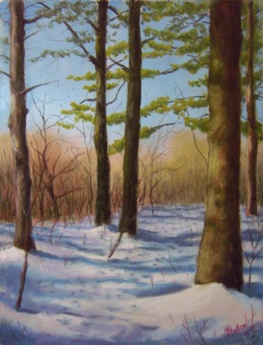 Painting titled "Pines in Winter" by Marcus Moller, Original Artwork