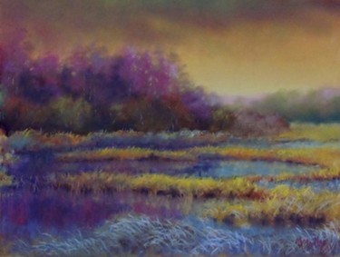 Painting titled "Frosty Morning Marsh" by Marcus Moller, Original Artwork