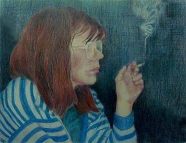 Painting titled "Elizabeth in Smoke" by Marcus Moller, Original Artwork