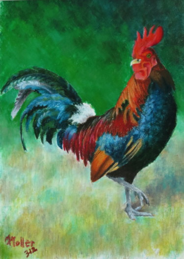 Painting titled "Some Kinda Rooster" by Marcus Moller, Original Artwork, Other