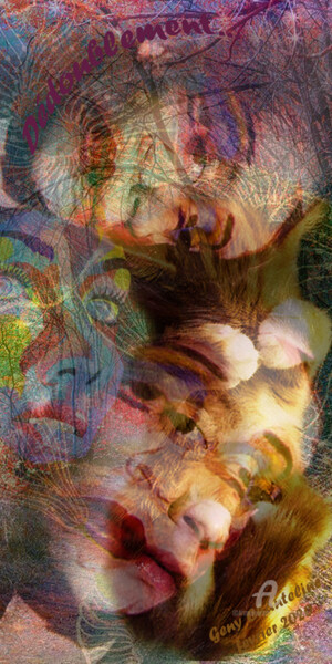 Digital Arts titled "dédoublement" by Geny Chanteline, Original Artwork, Digital Painting Mounted on Wood Stretcher frame