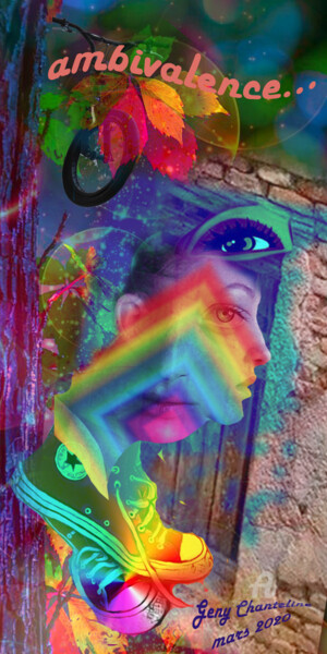 Digital Arts titled "ambivalence" by Geny Chanteline, Original Artwork, Digital Painting Mounted on Wood Stretcher frame