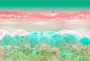 Arts numériques intitulée "Glaces-turquoise" par Tyn, Œuvre d'art originale, Peinture numérique