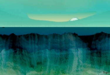 Digitale Kunst getiteld "Bleu falaise" door Tyn, Origineel Kunstwerk, Digitaal Schilderwerk