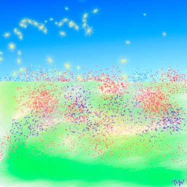 Arts numériques intitulée "Ciel en fleurs" par Tyn, Œuvre d'art originale