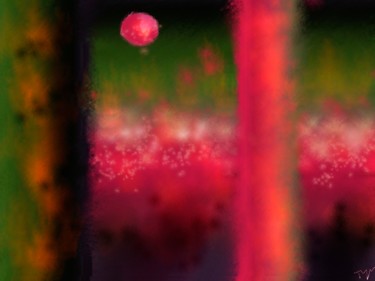 Digitale Kunst getiteld "Lune rouge" door Tyn, Origineel Kunstwerk, Digitaal Schilderwerk