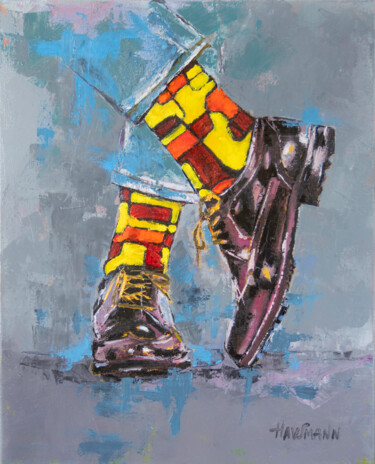 Painting titled "Socks" by Marek Hausmann, Original Artwork, Oil