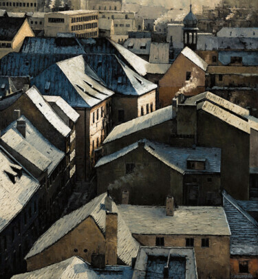 "Roofs" başlıklı Tablo Marek Krumpar tarafından, Orijinal sanat, Petrol Ahşap Sedye çerçevesi üzerine monte edilmiş
