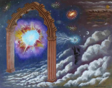 Картина под названием "Sekretny portal woj…" - Marek Lessing, Подлинное произведение искусства, Акрил Установлен на Деревянн…