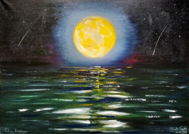 Peinture intitulée ""Pełnia Księżyca"" par Marek Spetel, Œuvre d'art originale, Huile Monté sur Châssis en bois