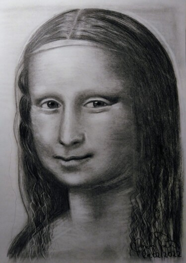 Drawing titled "Mona Lisa" by Marek Spetel, Original Artwork, Pencil Mounted on Plexiglass