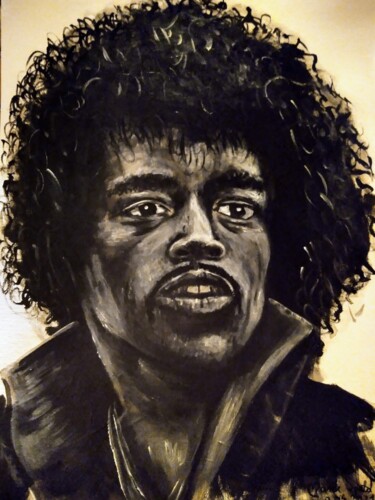 Painting titled ""Jimi Hendrix"" by Marek Spetel, Original Artwork, Acrylic Mounted on Plexiglass
