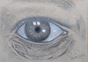 Rysunek zatytułowany „Oko” autorstwa Marek Spetel, Oryginalna praca, Ołówek Zamontowany na Pleksiglas