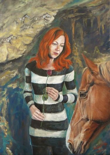 Painting titled "Zebra" by Marek Vodvářka, Original Artwork, Oil