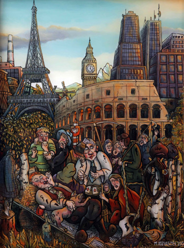 Painting titled "Referendum" by Idziaszek, Original Artwork, Oil