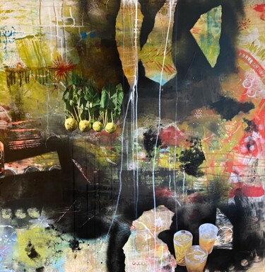 Collagen mit dem Titel "Glenfiddich" von Maren Ramsauer, Original-Kunstwerk, Acryl