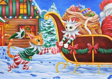 Pittura intitolato "On Christmas Eve" da Maretta Elsalieva, Opera d'arte originale, Acrilico