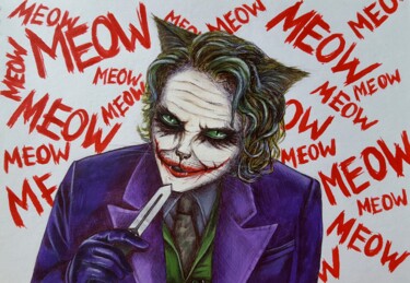 Malerei mit dem Titel "Joker-Cat" von Maretta Elsalieva, Original-Kunstwerk, Acryl