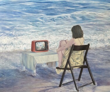 Pintura intitulada "Girl On The Beach" por Maretta Elsalieva, Obras de arte originais, Óleo