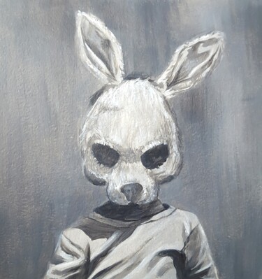 Malerei mit dem Titel "Creepy Rabbit" von Maretta Elsalieva, Original-Kunstwerk, Öl