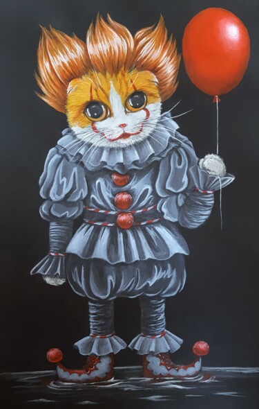 Schilderij getiteld "Clown Pennywise" door Maretta Elsalieva, Origineel Kunstwerk, Acryl