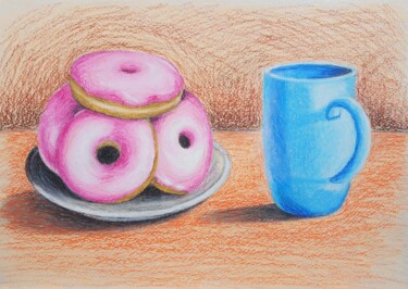 Pittura intitolato "Donuts" da Maretta Elsalieva, Opera d'arte originale, Pastello