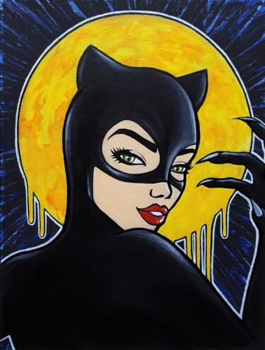 Painting titled "Catwoman" by Maretta Elsalieva, Original Artwork, Acrylic