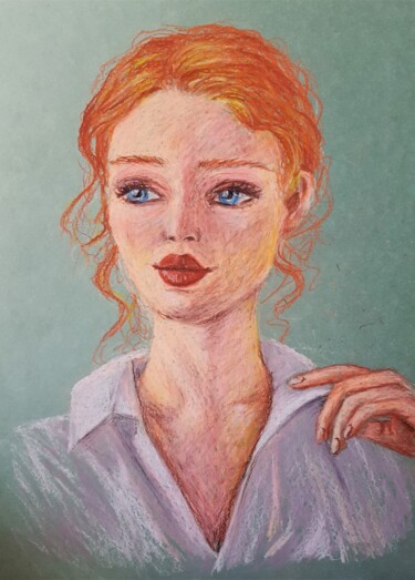 Painting titled "Red-haired" by Maretta Elsalieva, Original Artwork, Pastel