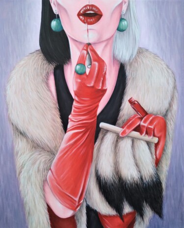Malerei mit dem Titel "Cruella de Vil" von Maretta Elsalieva, Original-Kunstwerk, Öl
