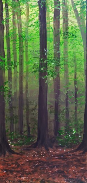 Malerei mit dem Titel "Mysterious Forest" von Maretta Elsalieva, Original-Kunstwerk, Acryl