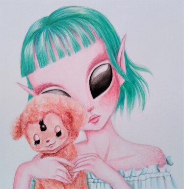 Картина под названием "Aliens" - Maretta Elsalieva, Подлинное произведение искусства, Акварель
