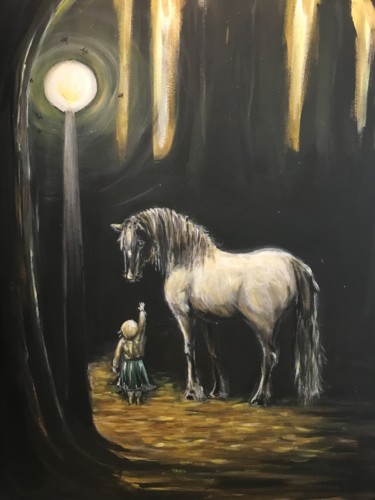 Painting titled "In a Child’s Dreams" by Martha Preuett, Original Artwork, Acrylic Mounted on Wood Stretcher frame