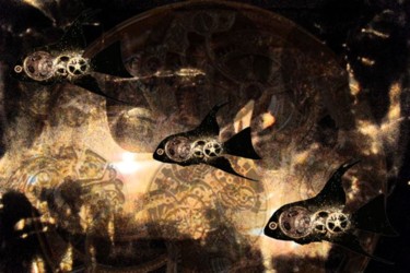 Digital Arts titled "mechanisms of fishes" by Ekaterina Iakshina, Original Artwork, Collages