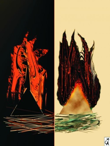 Digital Arts titled "Mountains fiery" by Ekaterina Iakshina, Original Artwork, Digital Painting