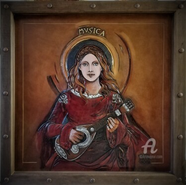 Картина под названием "Tableau musicienne…" - Margaery, Подлинное произведение искусства, Акрил Установлен на Деревянная пан…