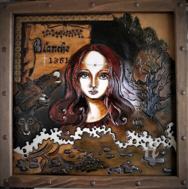 Painting titled "La Terre qui penche…" by Margaery, Original Artwork, Acrylic Mounted on Wood Panel