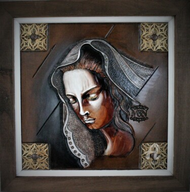 Peinture intitulée "Mater dolorosa" par Margaery, Œuvre d'art originale, Acrylique Monté sur Panneau de bois