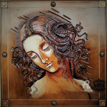 Painting titled "Tête de Léda, d'apr…" by Margaery, Original Artwork, Acrylic Mounted on Wood Panel