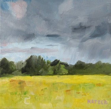 Painting titled "Summer rain" by Marga Natzer, Original Artwork, Oil