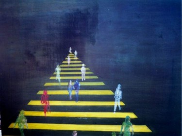 Pintura titulada "escalera amarilla" por Margarita, Obra de arte original