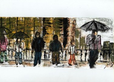 Pintura titulada "Llueve en la urbe" por Margarita, Obra de arte original