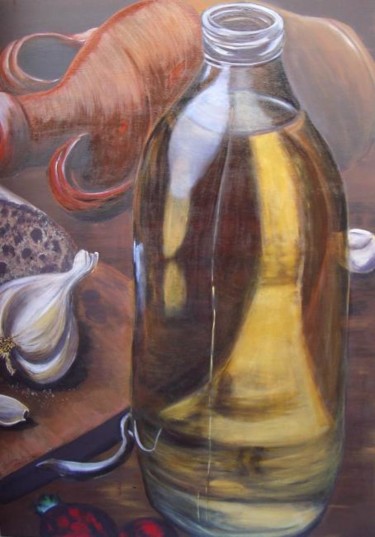 Pintura titulada "Vasija de barro" por Elvira Margalef, Obra de arte original, Oleo
