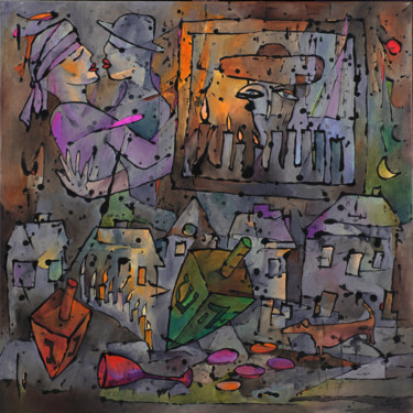 Painting titled "chanuka.jpg" by Margalit (Malgorzata Krasucka), Original Artwork