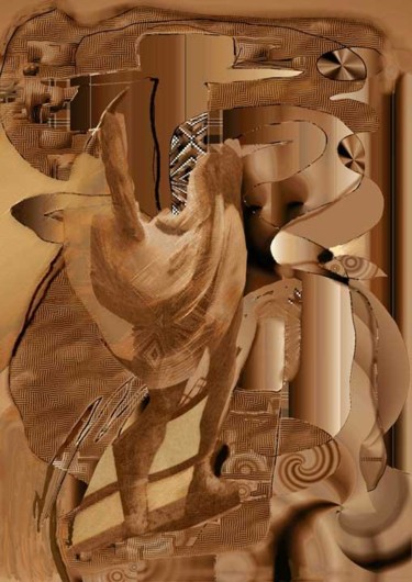 Arts numériques intitulée "abstrakcja 6 sepia" par Margalit (Malgorzata Krasucka), Œuvre d'art originale