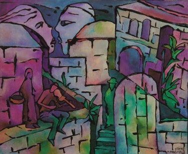 No.N15 cicle Postcards from Jerusalem Painting titled "No.N15 cicle Postca…" by Margalit (Malgorzata Krasucka), Original Art, Oil