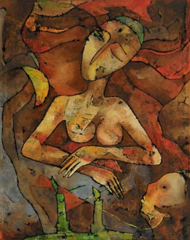 Malerei mit dem Titel "No.N6 cicle Emotions" von Margalit (Malgorzata Krasucka), Original-Kunstwerk, Öl Auf Andere starre Pl…