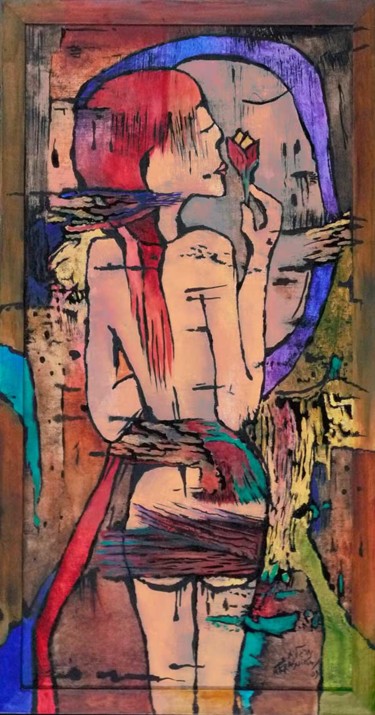 Painting titled "Akt 4 Nude 4" by Margalit (Malgorzata Krasucka), Original Artwork, Oil