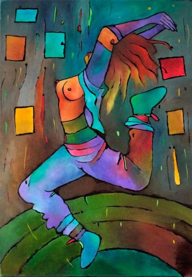 Painting titled "Breakedance 1" by Margalit (Malgorzata Krasucka), Original Artwork