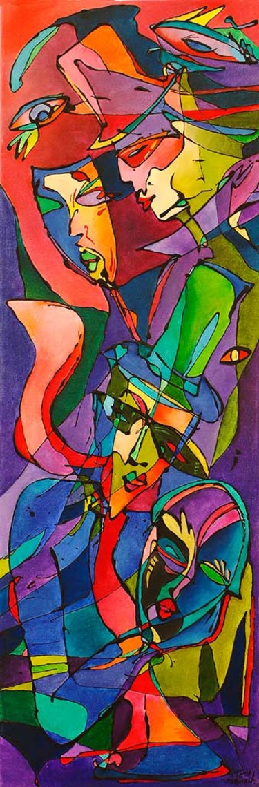 Peinture intitulée "Cykl Taniec- Karnaw…" par Margalit (Malgorzata Krasucka), Œuvre d'art originale, Huile