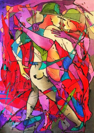 Painting titled "Tango 1" by Margalit (Malgorzata Krasucka), Original Art, Oil